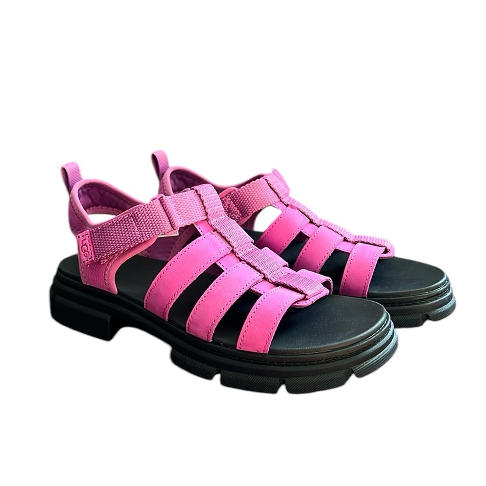 New UGG Ashton Multistrap Chunky Sandals Girls Size 4 (Youth) in Pink - Picture 3 of 14